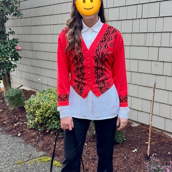 Size M Red Vintage Sweater Cardigan Circus Tamer Style - Picture 2 of 15